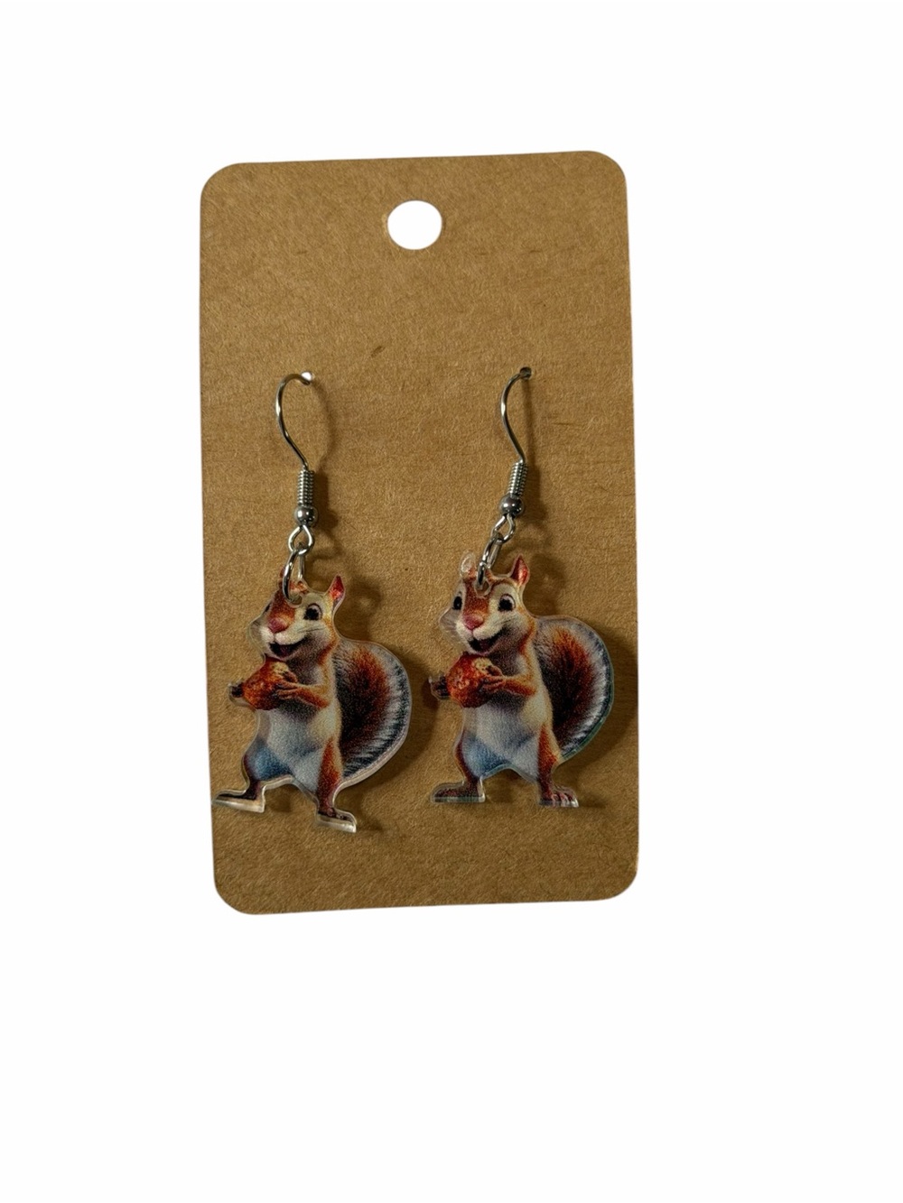 Playful Brown Squirrel Dangle Earrings - Cute Animal Design